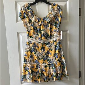 NWT GB Gurls Yellow Dress with Blue Floral